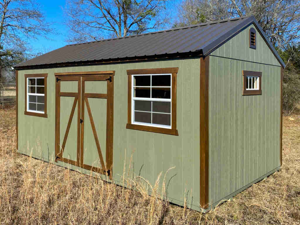 a frame wood shed